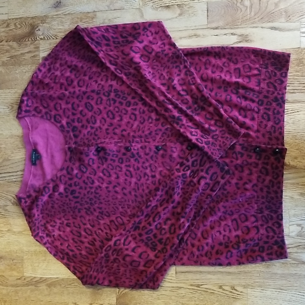 (XL) Talbots Leopard Print Lightweight Casual Animal Print Cotton Blend Beaded